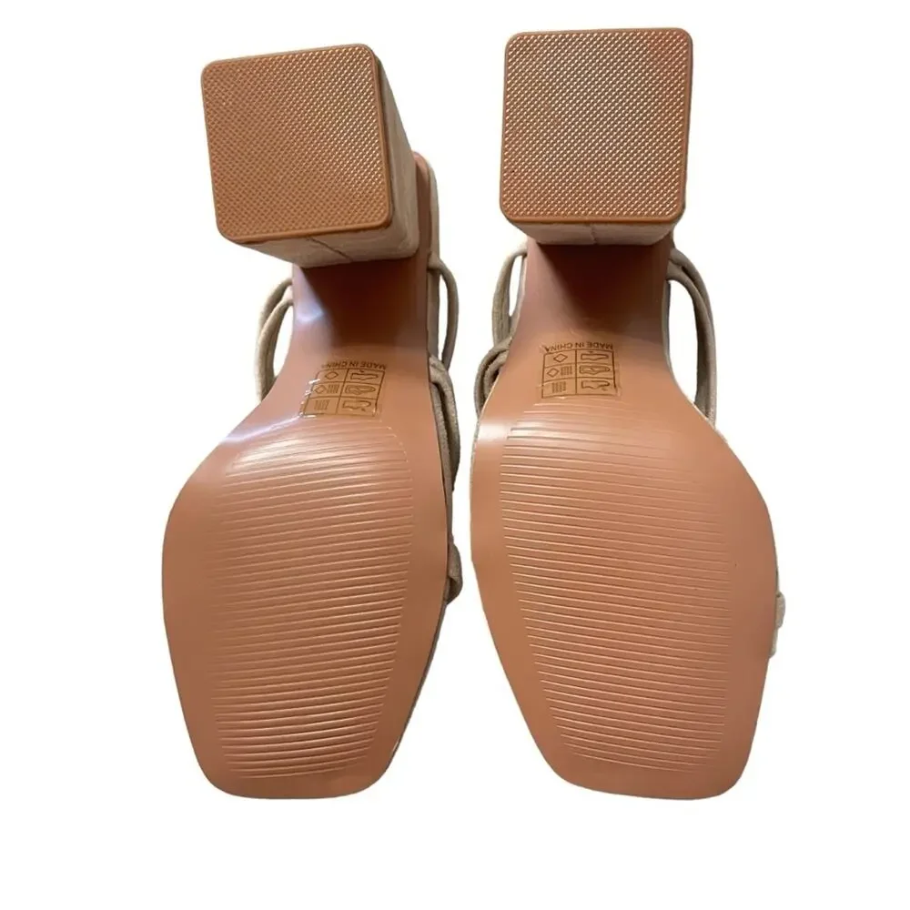 Pretty Little Thing Strappy Square Toe Block Heel Sandals Size 6 New‎